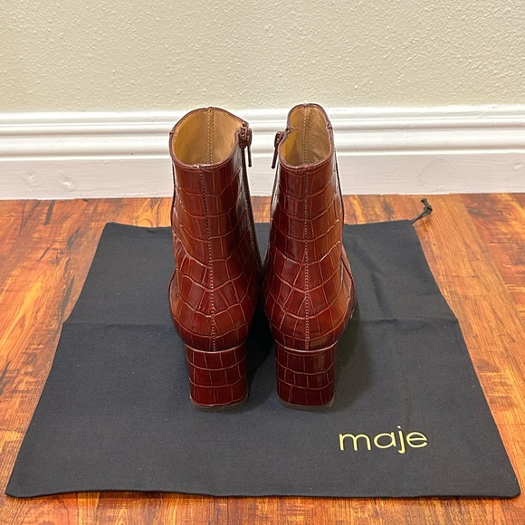 Brand new MAJE crocodile-effect embossed leather ankle boots size 36 - Picture 8 of 8